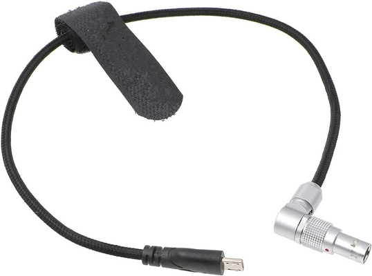 خرید کابل برق قابل چرخش زاویه راست Lemos 2 پین به Micro USB برای ARRI Z CAM E2 Flagship to Nucleus Nano Braided Wire online manufacture